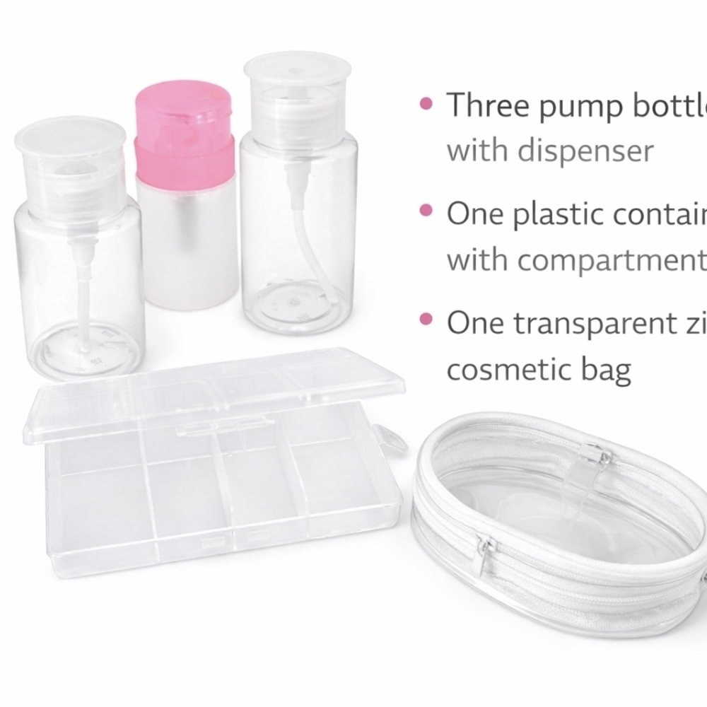 Travel Bottle Set Cosmetic Kit TSA Approved Refillable Pump Bottles Bag